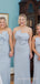 Mermaid Dusty Blue Strapless Long Cheap Custom Bridesmaid Dresses, MRB0218
