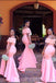 Pretty Pink Satin Appliques Mermaid Long Cheap Custom Bridesmaid Dresses, MRB0225