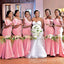 Unique Pink Satin Mermaid Long Cheap Custom Bridesmaid Dresses, MRB0230
