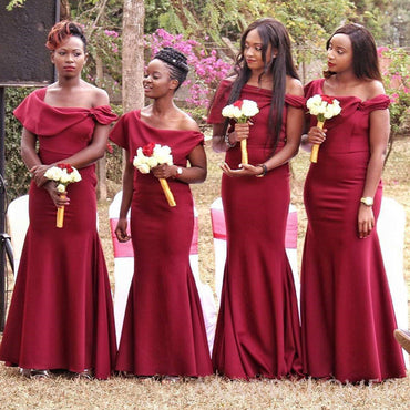 Elegant Satin Mermaid Long Cheap Custom Bridesmaid Dresses, MRB0232