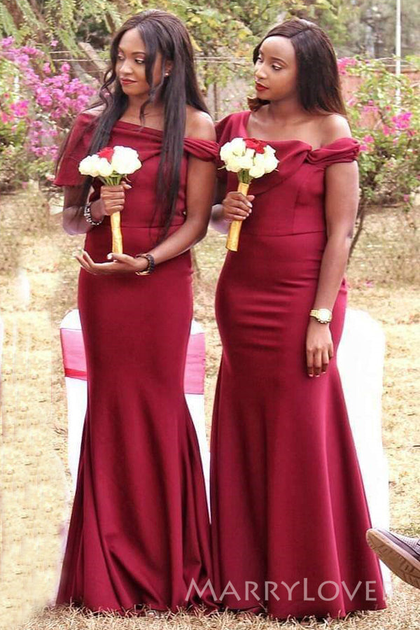 Elegant Satin Mermaid Long Cheap Custom Bridesmaid Dresses, MRB0232 Elegant Satin Mermaid Long Cheap Custom Bridesmaid Dresses, MRB0232