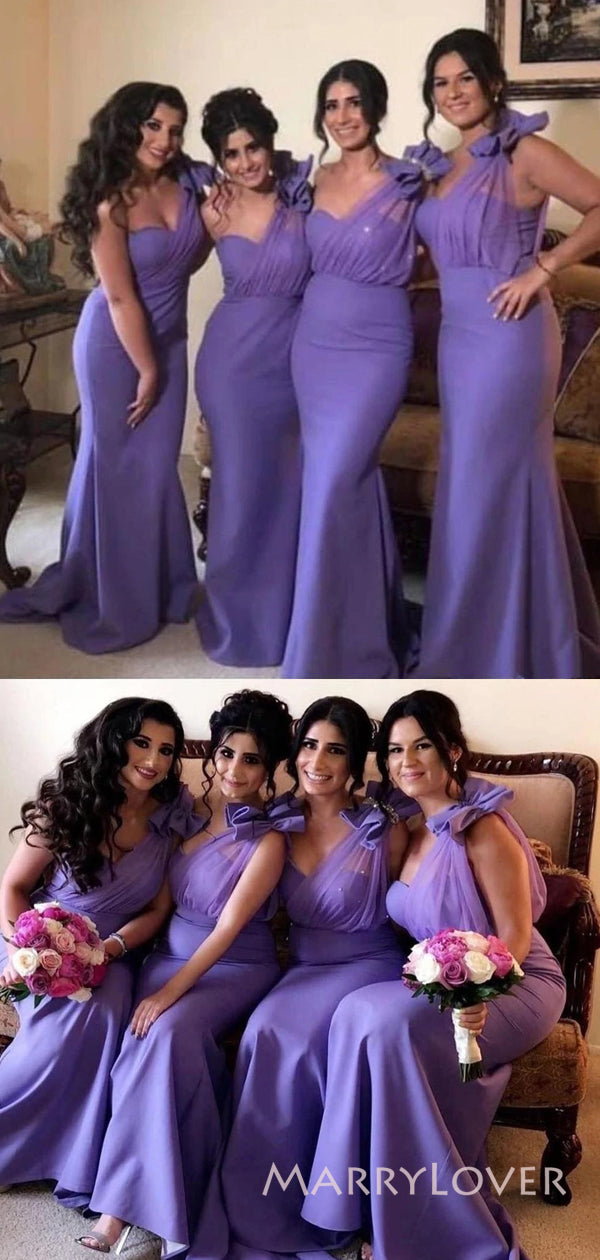 Gorgeous Mermaid One Shoulder Long Cheap Custom Purple Bridesmaid Dres MarryLover Gorgeous Mermaid One Shoulder Long Cheap Custom Purple Bridesmaid Dres MarryLover