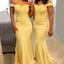 Pretty Off Shoulder Mermaid Long Cheap Custom Appliques Bridesmaid Dresses, MRB0238