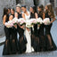 See Through Black Mermaid Long Custom Bridesmaid Dresses, MRB0267