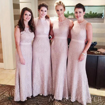 Simple Lace Mermaid Long Cheap Custom Bridesmaid Dresses, MRB0269