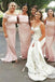 Off Shoulder Pink Mermaid Long Custom Bridesmaid Dresses, MRB0270