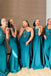 One Shoulder Mermaid Long Cheap Custom Blue Bridesmaid Dresses, MRB0277