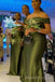 Off Shoulder Clover Satin Mermaid Long Cheap Custom Bridesmaid Dresses, MRB0280