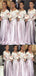 A-line Pink Satin Appliques Long Cheap Custom Long Sleeves Bridesmaid Dresses, MRB0282