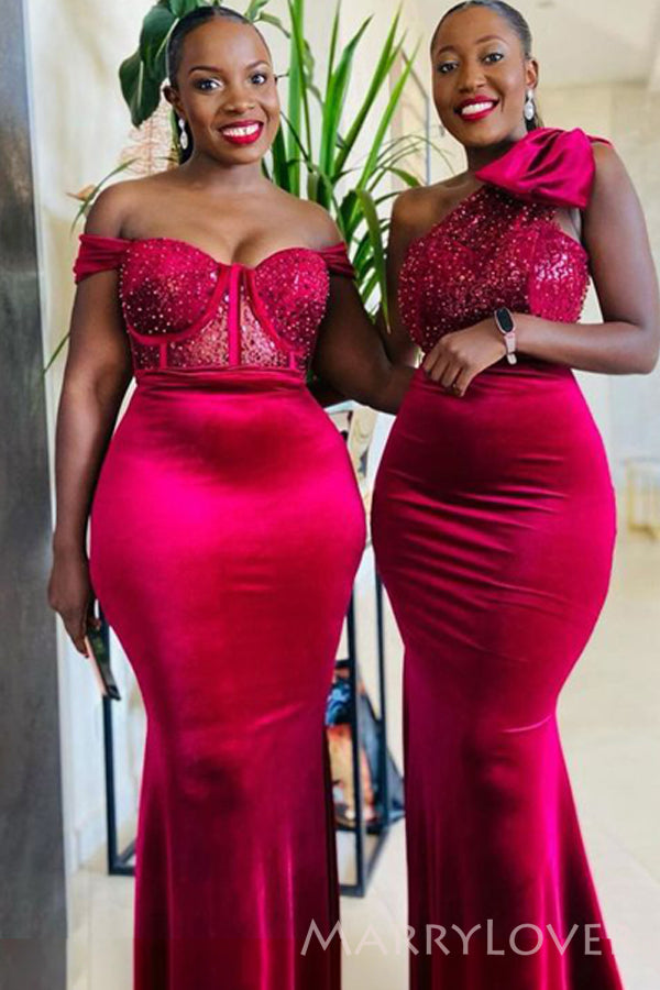 Mismatched Mermaid Satin Long Cheap Custom Bridesmaid Dresses, MRB0285 MarryLover Mismatched Mermaid Satin Long Cheap Custom Bridesmaid Dresses, MRB0285 MarryLover