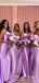 Mismatched Lilac Satin Mermaid Long Cheap Custom Bridesmaid Dresses, MRB0293