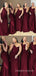 One Shoulder Burgundy Mermaid Long Cheap Custom Bridesmaid Dresses, MRB0294
