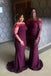 Purple Off Shoulder Long Sleeves Mermaid Long Cheap Custom Bridesmaid Dresses, MRB0295