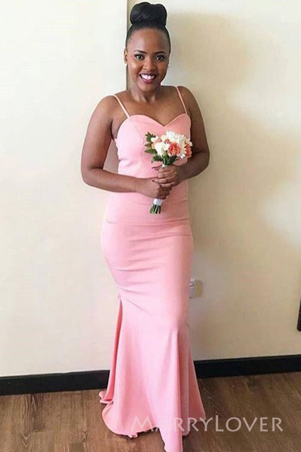 Pink Spaghetti Straps Mermaid Long Cheap Custom Sweetheart Bridesmaid MarryLover Pink Spaghetti Straps Mermaid Long Cheap Custom Sweetheart Bridesmaid MarryLover
