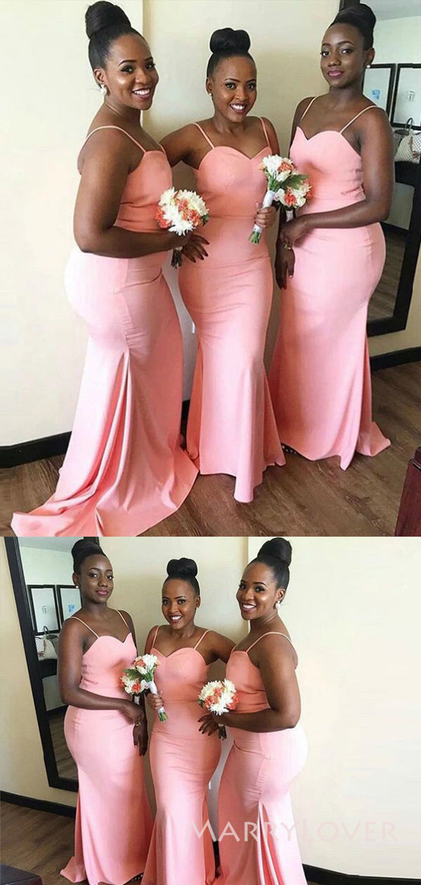 Pink Spaghetti Straps Mermaid Long Cheap Custom Sweetheart Bridesmaid MarryLover Pink Spaghetti Straps Mermaid Long Cheap Custom Sweetheart Bridesmaid MarryLover