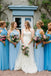 Mismatched Blue Chiffon A-lone Long Cheap Custom Bridesmaid Dresses, MRB0300