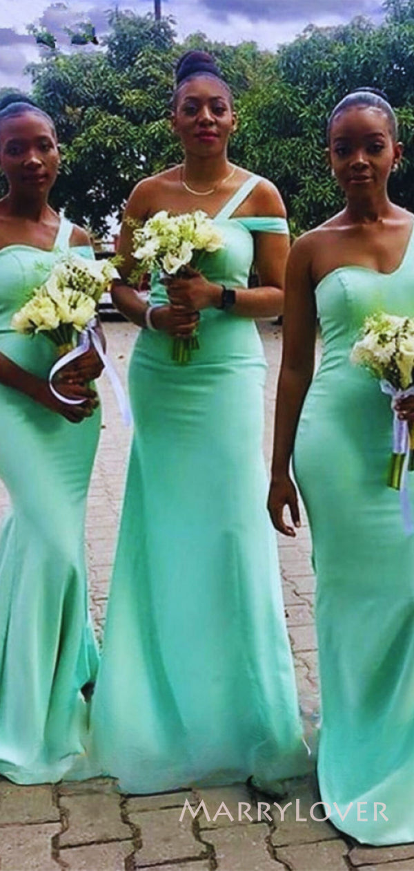 One Shoulder Mint Green Long Mermaid Custom Bridesmaid Dresses, MRB030 MarryLover One Shoulder Mint Green Long Mermaid Custom Bridesmaid Dresses, MRB030 MarryLover
