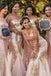 Sweetheart Rose Gold Sequins Mermaid Long Custom Strapless Bridesmaid Dresses, MRB0315