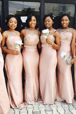 Mermiad Satin Appliques Long Cheap Custom Bridesmaid Dresses, MRB0325