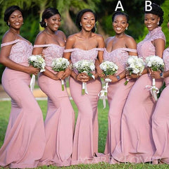 Mismatched Mermaid Appliques Long Cheap Custom Bridesmaid Dresses, MRB –  MarryLover