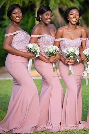 Mismatched Mermaid Appliques Long Cheap Custom Bridesmaid Dresses, MRB0328