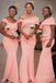 Mermaid Pink Long Cheap Custom Pretty Bridesmaid Dresses, MRB0332