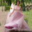 Deep V-neck Tulle Appliques Long Cheap Custom A-line Bridesmaid Dresses, MRB0334