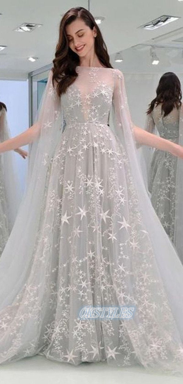 Elegant A-Line See-through Applique Floor-length LongProm Dresses, OL0 MarryLover Elegant A-Line See-through Applique Floor-length LongProm Dresses, OL0 MarryLover