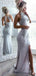 Mermaid Side Slit Sleeveless Cheap Evening Party Dresses, Long Prom Dresses, OL106
