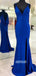 Mermaid V-neck Spaghetti Strap Side Slit Long Prom Dresses, OL007