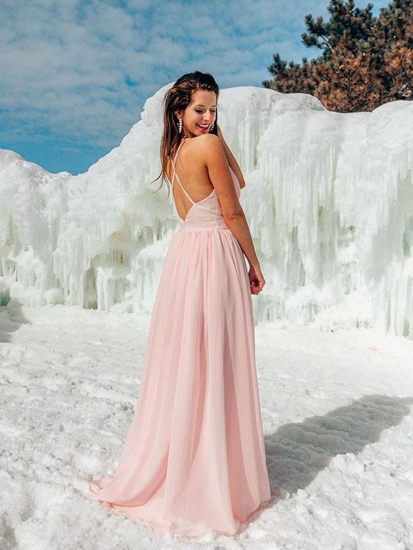 Simple Deep V Neck Pink Long Evening Prom Dresses, Sweet 16 Prom Dresses, PY008 Simple Deep V Neck Pink Long Evening Prom Dresses, Sweet 16 Prom Dresses, PY008