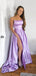 Simple A-line High Side Slit Long Evening Prom Dresses, Cheap Prom Dresses, PY009