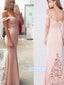 Elegant Mermaid Lace Off-Shoulder Floor Length Prom Dresses, OL009