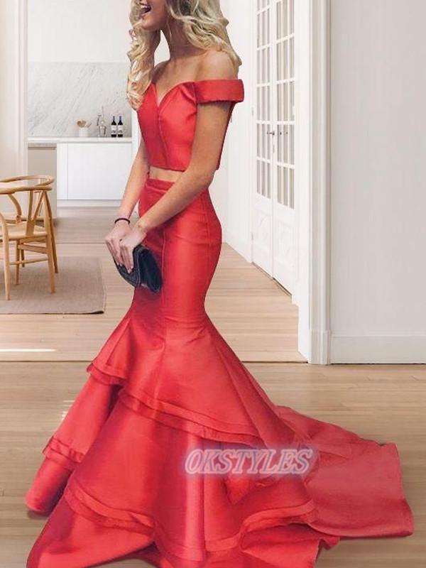 prom dresses two piece mermaid GLS Long Two Piece Halter Mermaid Prom Gown - White - XL