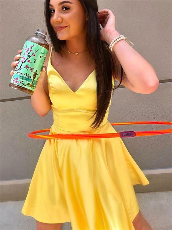 A-Line Spaghetti Straps V-neck Simple Cheap Homecoming Dresses, HD0504 MarryLover A-Line Spaghetti Straps V-neck Simple Cheap Homecoming Dresses, HD0504 MarryLover