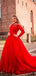 Red A-line Long Sleeves Evening Prom Dresses, Sweet 16 Prom Dresses, PY030