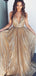 A-line Deep V Neck Sleeveless Evening Prom Dresses, Swee 16 Prom Dresses, OL080