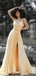 Simple A-line V Neck Side Slit Custom Prom Dresses,Cheap Long Prom Dresses, OL019