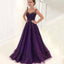 A-Line Sleeveless Scoop Neck Beading Long Tulle Prom Dress With Train, PD0123