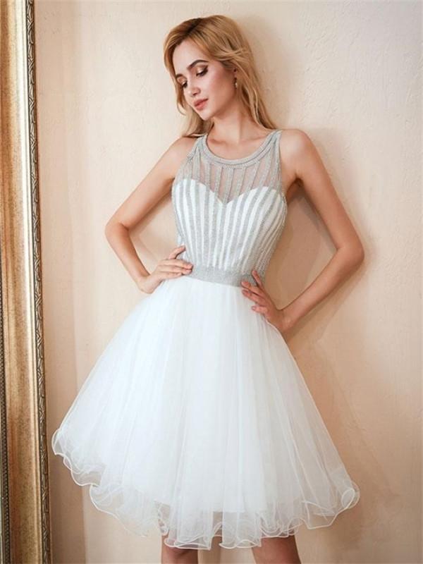Halter Round Neck Sleeveless Short Beading Tulle Homecoming Dresses, H MarryLover Halter Round Neck Sleeveless Short Beading Tulle Homecoming Dresses, H MarryLover
