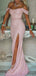 Mermaid Off Shoulder Side Slit Custom Prom Dresses,Sweet 16 Prom Dresses, OL018