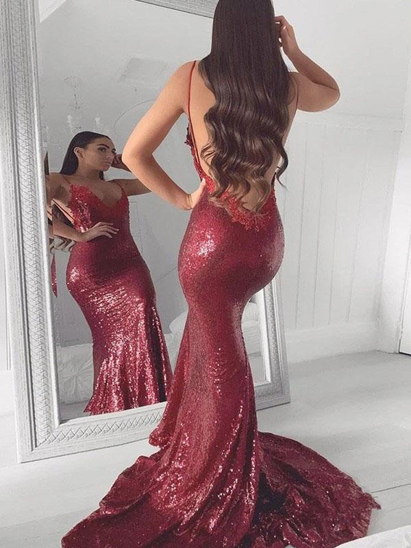 Red Mermaid Sleeveless V Neck Custom Prom Dresses,Sweet 16 Prom Dresse MarryLover Red Mermaid Sleeveless V Neck Custom Prom Dresses,Sweet 16 Prom Dresse MarryLover