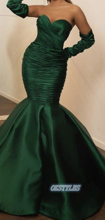 Charming Mermaid Sweetheart  Long Sleeves Floor Length Prom Dresses, OL057