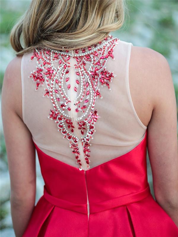 A-line Round Neck Beading Top Red Satin Homecoming Dresses, HD0516 MarryLover A-line Round Neck Beading Top Red Satin Homecoming Dresses, HD0516 MarryLover