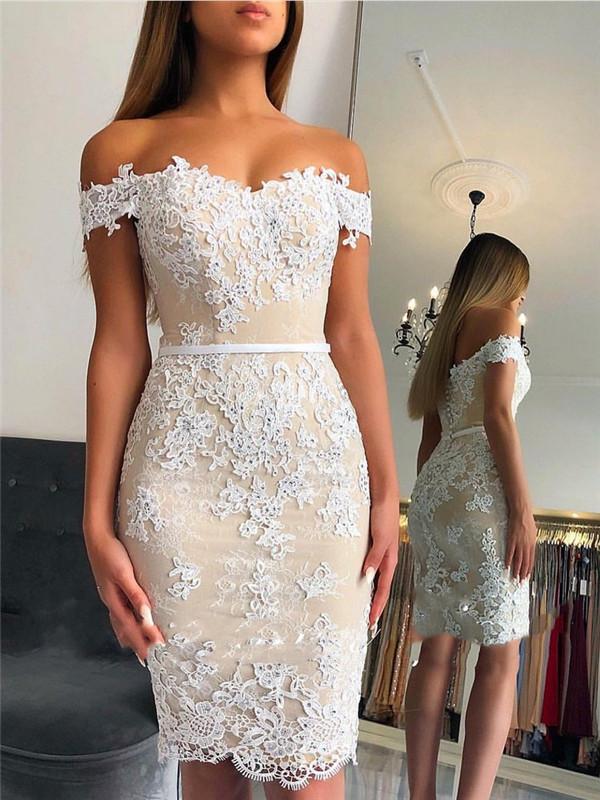 Sheath Off-shoulder Lace Appliques Sexy Short Homecoming Dresses, HD0513 Sheath Off-shoulder Lace Appliques Sexy Short Homecoming Dresses, HD0513