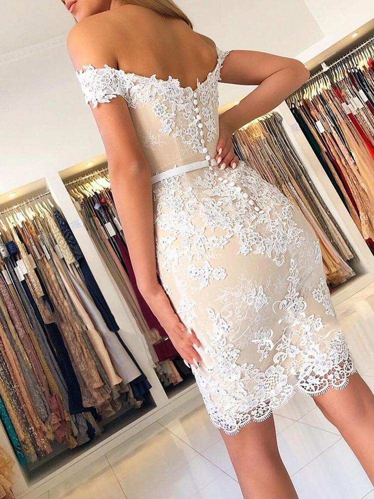 Sheath Off-shoulder Lace Appliques Sexy Short Homecoming Dresses, HD05 MarryLover Sheath Off-shoulder Lace Appliques Sexy Short Homecoming Dresses, HD05 MarryLover