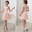Beautiful Junior Blush Pink Lace Top Knee-Length Bridesmaid Dresses, BG51053