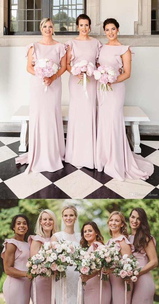 Mermaid V-back Ruffled Sleeves Simple Bridesmaid Dresses, BD0553 MarryLover Mermaid V-back Ruffled Sleeves Simple Bridesmaid Dresses, BD0553 MarryLover
