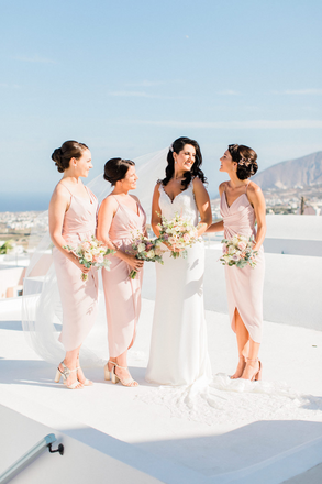 Sheath Spaghetti Straps Short Pleats Bridesmaid Dresses With SPlit, BD0646