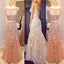 Charming Applique Mermaid Cap Sleeve V Back Long Evening Prom Dress, BG51099 - Bubble Gown